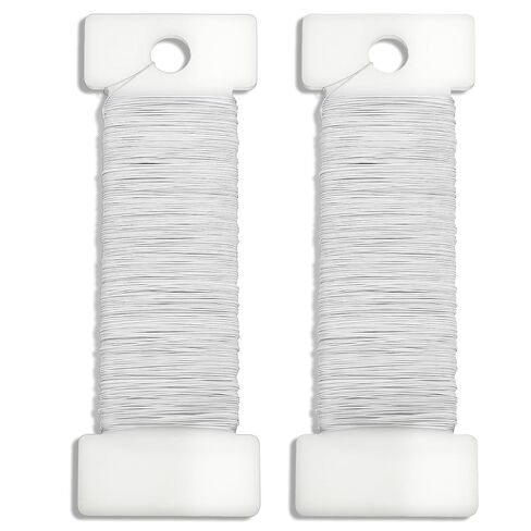 TIESOME Floral Wire White, 2 Pack 38 Yards (114 Ft) 0.35mm Round Metal Craft Wires, Flexible Thin Wreath & Flower Wire for Ornaments, Ribbon Making, Bows, DIY in Kuwait
