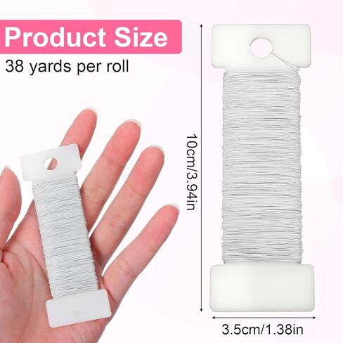 TIESOME Floral Wire White, 2 Pack 38 Yards (114 Ft) 0.35mm Round Metal Craft Wires, Flexible Thin Wreath & Flower Wire for Ornaments, Ribbon Making, Bows, DIY in Kuwait