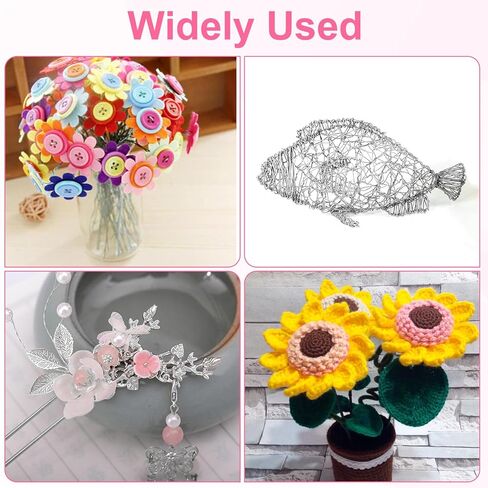 TIESOME Floral Wire White, 2 Pack 38 Yards (114 Ft) 0.35mm Round Metal Craft Wires, Flexible Thin Wreath & Flower Wire for Ornaments, Ribbon Making, Bows, DIY in Kuwait