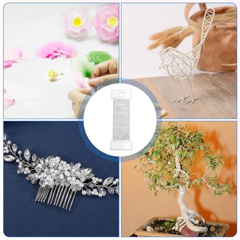 TIESOME Floral Wire White, 2 Pack 38 Yards (114 Ft) 0.35mm Round Metal Craft Wires, Flexible Thin Wreath & Flower Wire for Ornaments, Ribbon Making, Bows, DIY in Kuwait