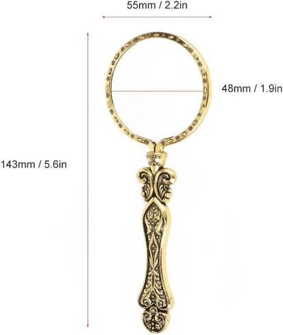Glass Vintage Finish Precision Handheld Magnifying Glass for Collectors Jewelry Paintings Carvings Handicrafts Stamps Sewing Use(Antique Gold) in Saudi Arabia