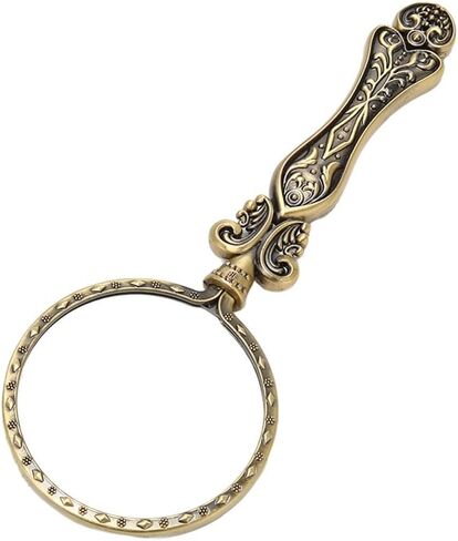 Glass Vintage Finish Precision Handheld Magnifying Glass for Collectors Jewelry Paintings Carvings Handicrafts Stamps Sewing Use(Antique Gold) in Saudi Arabia