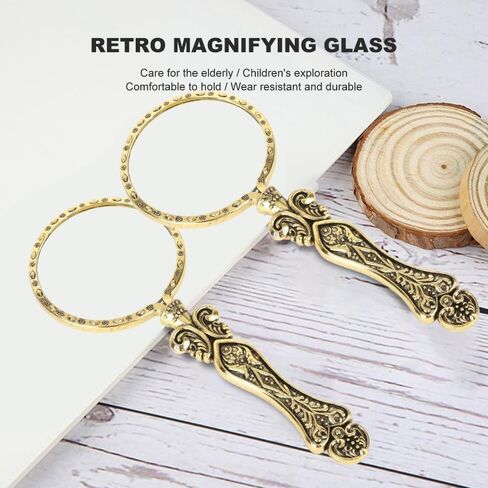 Glass Vintage Finish Precision Handheld Magnifying Glass for Collectors Jewelry Paintings Carvings Handicrafts Stamps Sewing Use(Antique Gold) in Saudi Arabia