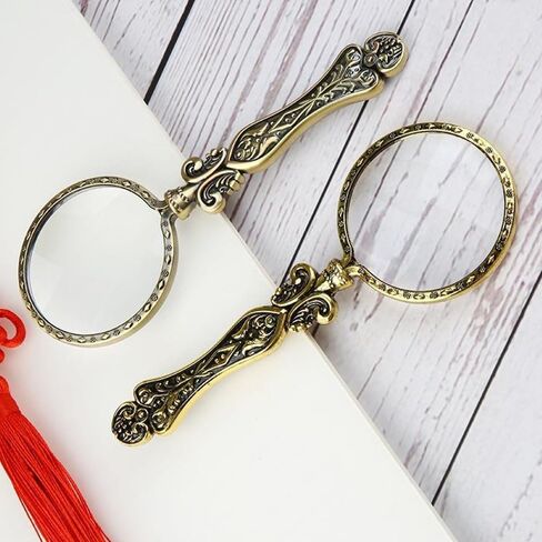 Glass Vintage Finish Precision Handheld Magnifying Glass for Collectors Jewelry Paintings Carvings Handicrafts Stamps Sewing Use(Antique Gold) in Saudi Arabia