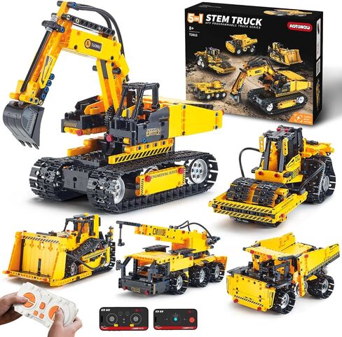 5 في 1 RC ألعاب البناء حفارة تكنيك مجموعات بناء كتلة للبالغين الذين تتراوح أعمارهم بين 8-14، مجموعات نماذج المركبات الهندسية للمدينة مع جهاز التحكم عن بعد، هدية عيد ميلاد STEM للأولاد in Saudi Arabia