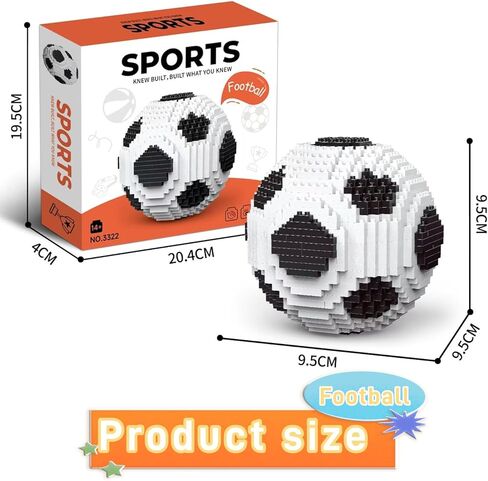 Professional Soccer Building BlocksSet, Classic Black and White Sports Theme Decor, Advanced Interlocking Desk Display Modelwith Customizable Assembly Optionsfor Modern Office and Home Interior Design in Saudi Arabia