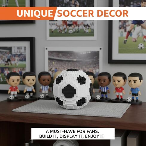 Professional Soccer Building BlocksSet, Classic Black and White Sports Theme Decor, Advanced Interlocking Desk Display Modelwith Customizable Assembly Optionsfor Modern Office and Home Interior Design in Saudi Arabia