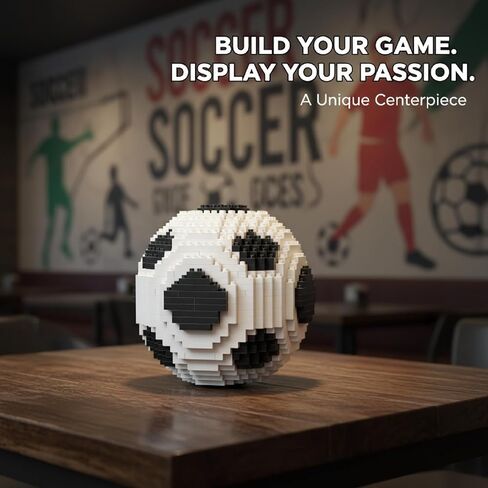 Professional Soccer Building BlocksSet, Classic Black and White Sports Theme Decor, Advanced Interlocking Desk Display Modelwith Customizable Assembly Optionsfor Modern Office and Home Interior Design in Saudi Arabia
