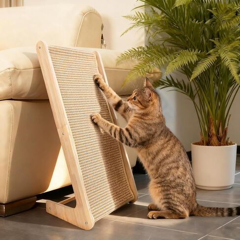 Eonflux Cat Scratcher، لوح خدش للقطط على شكل حرف L مقاس 27 بوصة للقطط الداخلية، واقي أثاث مثبت على الحائط، وسادة خدش طويلة، كبيرة in Kuwait
