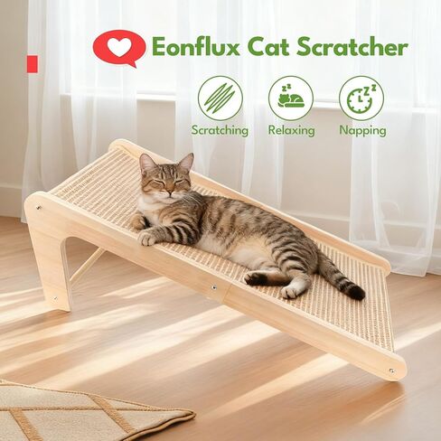 Eonflux Cat Scratcher، لوح خدش للقطط على شكل حرف L مقاس 27 بوصة للقطط الداخلية، واقي أثاث مثبت على الحائط، وسادة خدش طويلة، كبيرة in Kuwait
