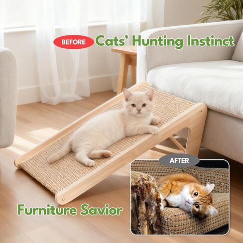 Eonflux Cat Scratcher، لوح خدش للقطط على شكل حرف L مقاس 27 بوصة للقطط الداخلية، واقي أثاث مثبت على الحائط، وسادة خدش طويلة، كبيرة in Kuwait