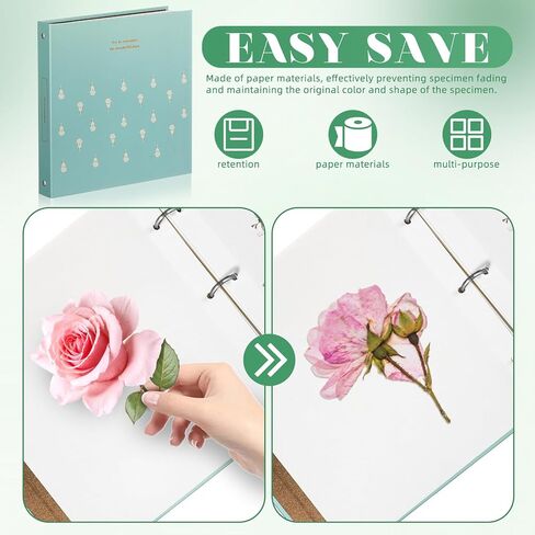 Tofficu Flower Preservation Books Pressed Flower Log Book, Paper Botanical Album for Wedding Keepsakes, Scrapbooking, Floral Crafts Specimen Storage, Loose-leaf Design for Home, School, Studio in Saudi Arabia
