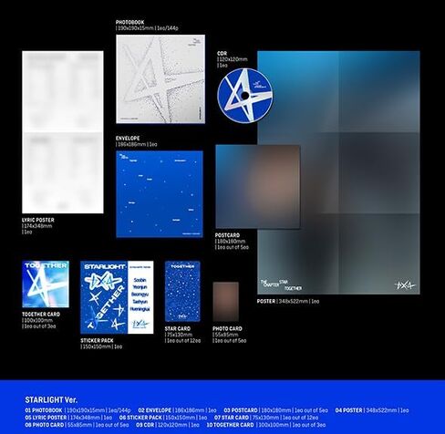 TXT The Star Chapter: معًا الألبوم الرابع [Starlight Ver.] قرص مضغوط + كتاب صور + بطاقة صور + بطاقة بريدية + ملصق (غرباء جميلون) in Kuwait