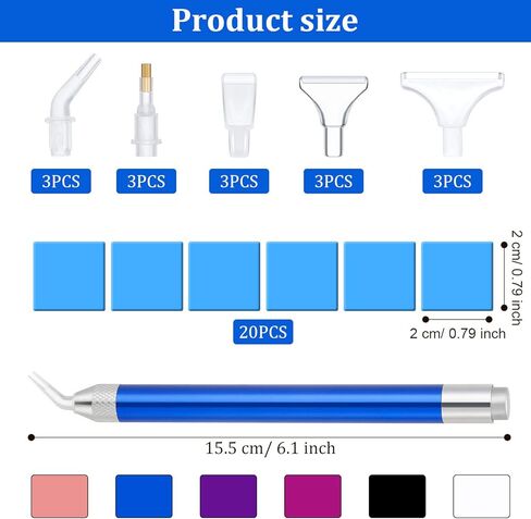 Outus 6 LED حجر الراين نقطة الحفر أقلام مع ضوء 5D أدوات الرسم على الحائط 15 رؤوس القلم الاحتياطية 20 الغراء اللوحة الطين DIY بها بنفسك مسمار الفن in Kuwait