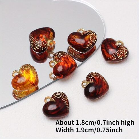 10PCS Vintage Amber Golden Smudged Beaded Rose Bow Leaf Beaded Pendant Acrylic DIY Handmade Jewelry Bracelet Necklace Earrings Stud Jewelry Accessories Materials in Saudi Arabia