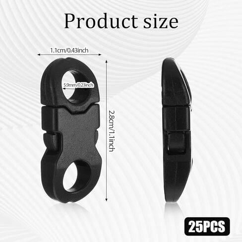 Larrel 25PCS Mini Safety Breakaway Buckles, 6mm Side Release Plastic Buckle, Black Breakaway Clasp for Paracord Bracelet Clasp, Paracord Anklet, Braided Necklace, Cameras Strap and DIY Crafts in Saudi Arabia
