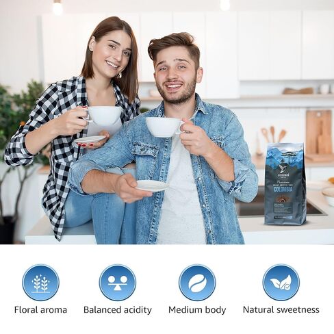 قهوة كوليبري - أرضية قهوة منخفضة الحموضة، قهوة كولومبية مشوية متوسطة، قهوة مطحونة لصانع القهوة كولومبيا، مثالية للمشروب البارد 16 أونصة in Saudi Arabia
