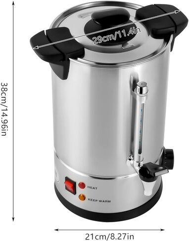 جرة القهوة التجارية، 50 كوب 8 لتر/2.11 جالون من الفولاذ المقاوم للصدأ، موزع القهوة، ماكينة صنع القهوة، جرة الماء الساخن للمنزل والمكتب وحفلات الزفاف in Kuwait