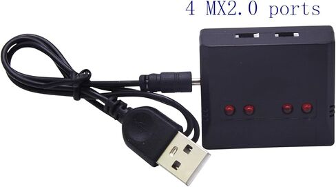Blomiky 4 في 1 3.7 فولت MX2.0 شاحن منفذ توصيل مع كابل محول قابس JST أحمر مناسب لبعض طائرات RC بدون طيار RC قارب القرش سيارات البطارية / 1 إلى 4 MX2.0 in Kuwait