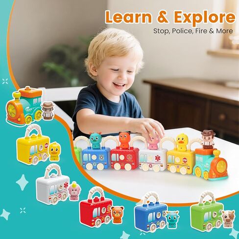 ألعاب تعليمية للأطفال الصغار من عمر 2 إلى 3 4 سنوات، لعبة تعليمية تعليمية موسيقية لقطار المزرعة مونتيسوري مع 6 حيوانات مزرعة وتعلم المزارعين، متعة فتح المفاتيح، هدية عيد الفصح للأطفال الأولاد والبنات in Saudi Arabia