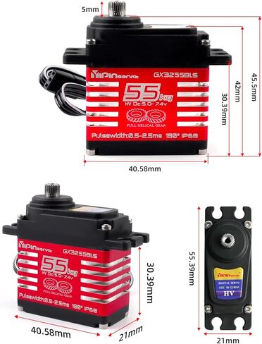 55kg Brushless Waterproof IP68 RC Digital Servo, High Torque, 7.4V Motor Helical Gear Angle-Controlled 180/270 /360 Degree Robot Servo for 1:8 1:10 TRX6 Scx10 RC Crawler (270 Degree) in Saudi Arabia
