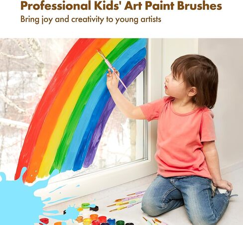 Artify Paint Brushes for Kids, 12-Sizes Paint Brush Set for Kid's Arts and Crafts, Ergonomic Donuts Handle | Macaron Colors Kids Paint Brushes, for Acrylic, Oil, Watercolor, Gouache, Paint by Numbers in Saudi Arabia