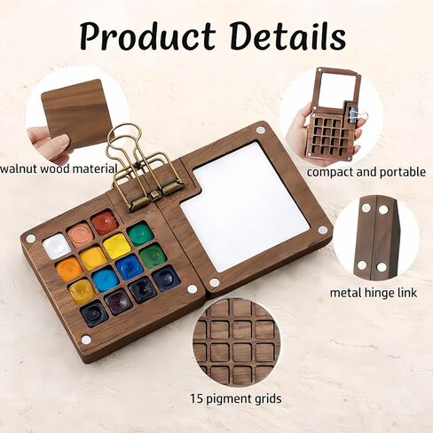 مجموعة طلاء مائية صغيرة محمولة - مجموعة مدمجة مناسبة للسفر مع فرش ألوان مائية، لوحة ألوان مائية، دفتر رسم صغير، وورق ألوان مائية للفنانين والمبتدئين وعشاق السفر in Kuwait
