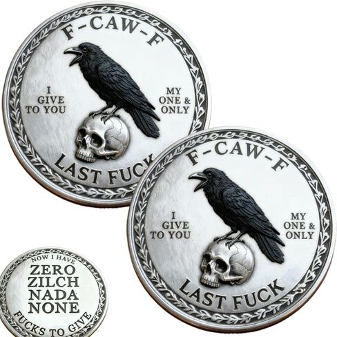 عملة F-CAW-F - لأولئك الذين يضحكون على الحياة ويعطون صفرًا F*CKS، عملة F-CAW-F المضحكة الأخيرة، عملات تحدي جمجمة الغراب القوطية، عملة معدنية ثلاثية الأبعاد منقوشة EDC رمز الجيب، هدايا لمحبي الغراب (5 قطع A) in Kuwait
