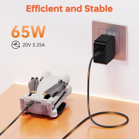 شاحن Liveimpex 65W PD GaN USB-C سريع متوافق مع DJI Mini 4k/4 Pro، Mini 3/3 Pro، Neo، Avata 2، Flip، Mavic 2، Air 3S/2S، Osmo Pocket 3/2، Action 5 Pro، شاحن بطارية RC لشاحن DJI 65W المحمول in Kuwait