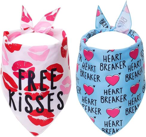2 Pack Valentines Bandana for Dogs Holiday Bandana Love Bibs Accessories Triangle Bibs Sweetheart Pet Scarf for Dog in Saudi Arabia