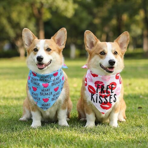 2 Pack Valentines Bandana for Dogs Holiday Bandana Love Bibs Accessories Triangle Bibs Sweetheart Pet Scarf for Dog in Saudi Arabia