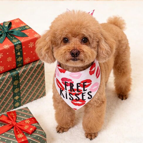 2 Pack Valentines Bandana for Dogs Holiday Bandana Love Bibs Accessories Triangle Bibs Sweetheart Pet Scarf for Dog in Saudi Arabia