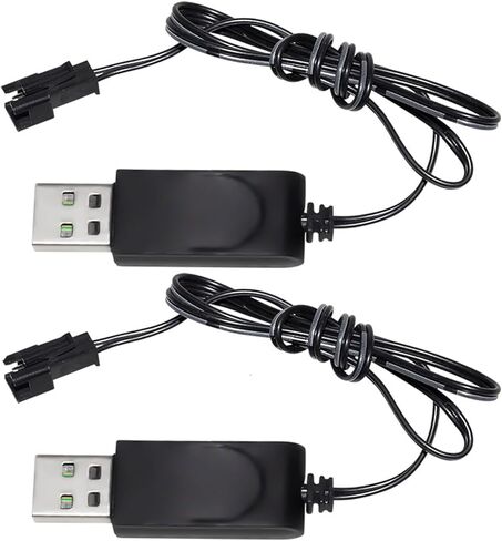 قطعتان من كابل شاحن ليبو USB 3.7 فولت مع موصل قابس SM-2P لألعاب RC، متوافق مع شاحنة التحكم عن بعد في سيارة RC وشاحن بطارية ليثيوم أيون كوادكوبتر (3.7 فولت JST-2P) in Saudi Arabia