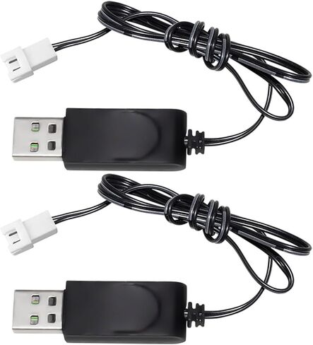 قطعتان من كابل شاحن ليبو USB 3.7 فولت مع موصل قابس SM-2P لألعاب RC، متوافق مع شاحنة التحكم عن بعد في سيارة RC وشاحن بطارية ليثيوم أيون كوادكوبتر (3.7 فولت JST-2P) in Saudi Arabia