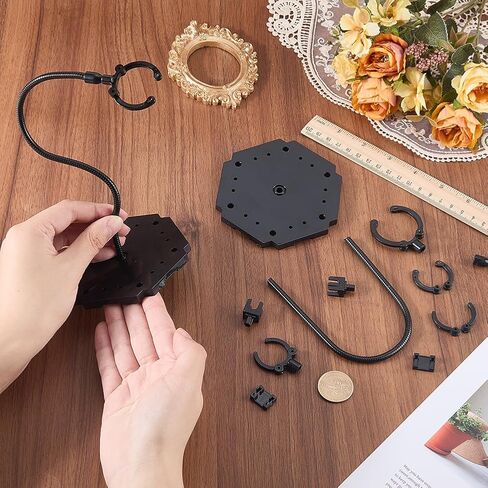 WADORN 2 Styles Action Figure Stand with Adjustable Support Arm, Connectable Adult Figures Stand with 7pcs Connectors Plastic Action Figure Display Holders for Woman Man Display Actions Figures, Black in Saudi Arabia