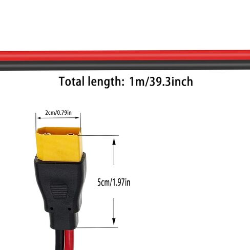 10AWG XT90 كابل تمديد XT90 أنثى إلى ذكر موصل، XT90 موصلات لمحطة الطاقة الشمسية المحمولة لوحة طاقة شمسية بطارية RC (1M/3.2FT) in Kuwait