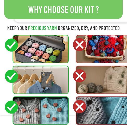 yarn storage organizer box with lid, 15-cell foldable crochet kit and knitting yarn holder, closet storage bin, gifts for crocheters lovers, crochet accessories storage in Saudi Arabia