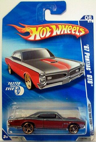هوت ويلز 2010-134 أحمر/رمادي '67 بونتياك جي تي أو أسرع من أي وقت مضى بمقياس 1:64 in Kuwait