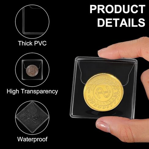 250 Pcs Clear Single Coin Sleeves 2.2 x 2.2 Inch Plastic Coin Holders Pocket Protectors for Currency Collectors, Jewelry, Tokens and Badges Storage in Saudi Arabia