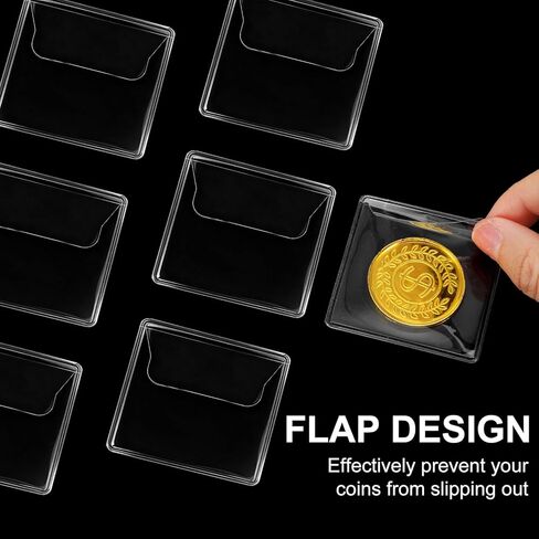 250 Pcs Clear Single Coin Sleeves 2.2 x 2.2 Inch Plastic Coin Holders Pocket Protectors for Currency Collectors, Jewelry, Tokens and Badges Storage in Saudi Arabia