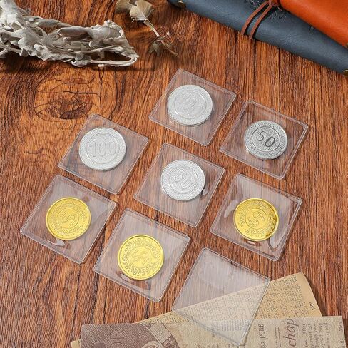 250 Pcs Clear Single Coin Sleeves 2.2 x 2.2 Inch Plastic Coin Holders Pocket Protectors for Currency Collectors, Jewelry, Tokens and Badges Storage in Saudi Arabia