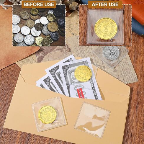 250 Pcs Clear Single Coin Sleeves 2.2 x 2.2 Inch Plastic Coin Holders Pocket Protectors for Currency Collectors, Jewelry, Tokens and Badges Storage in Saudi Arabia