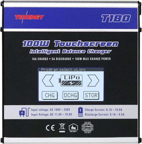 Tenergy T180 100W Balance Charger Discharger, Touch Screen RC Battery Charger in Saudi Arabia