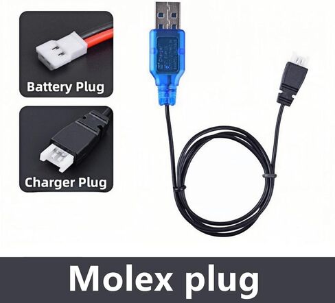 1S Lipo 3.7V Charger Cable with Molex Connector Plug for SYMA and Holystone Quadcopters, Aircraft Models and Mini RC Drones Battery in Saudi Arabia