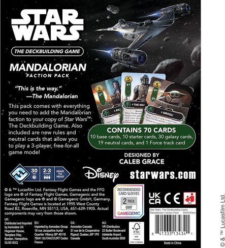 Asmodee Star Wars: The Deckbuilding Game: Mandalorian Faction Pack - العب بشخصية Mandalorian، Bounty Hunters & Troopers، لعبة استراتيجية للأطفال والكبار، للأعمار من 12 عامًا فما فوق، لاعبان، 30 دقيقة من اللعب in Saudi Arabia