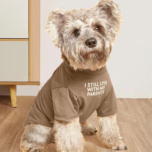 Dog T-Shirt Pullover - Breathable Pet Jumper for Small Medium Dogs(Khaki L) in Saudi Arabia