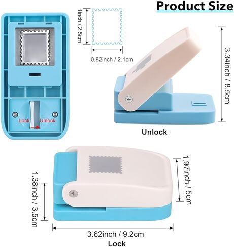 Rectangular Postage Stamp Punch 1X0.8inch, Scalloped Rectangle Lever Action Craft Punch for Paper Crafting Scrapbooking DIY Card Making Arts Crafts Supplies Many Materials in Saudi Arabia