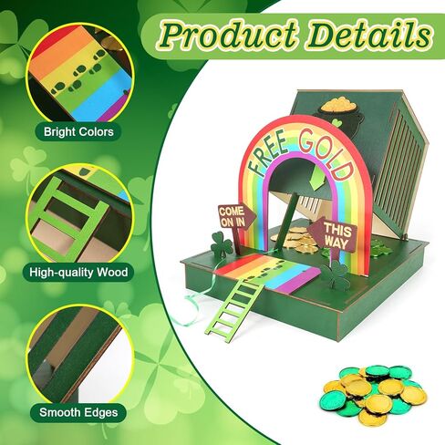 COCHIE St. Patrick's Day Decorations DIY Wood Craft Leprechaun Trap Kit for Kids, Make A Trap to Catch A Leprechaun, St Patricks Day Toys Gifts for Kids Classroom Activity in Saudi Arabia