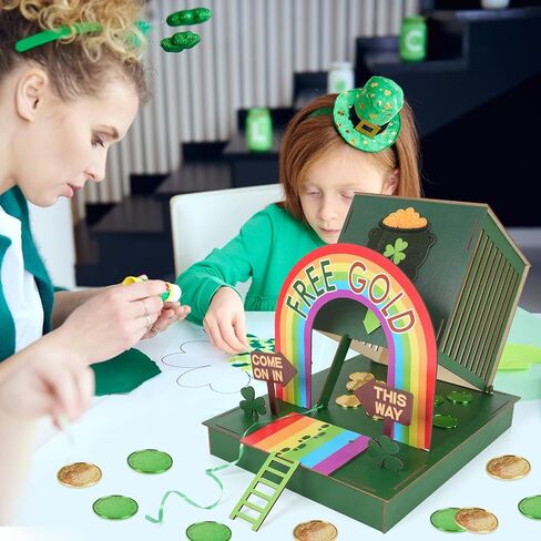 COCHIE St. Patrick's Day Decorations DIY Wood Craft Leprechaun Trap Kit for Kids, Make A Trap to Catch A Leprechaun, St Patricks Day Toys Gifts for Kids Classroom Activity in Saudi Arabia