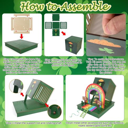 COCHIE St. Patrick's Day Decorations DIY Wood Craft Leprechaun Trap Kit for Kids, Make A Trap to Catch A Leprechaun, St Patricks Day Toys Gifts for Kids Classroom Activity in Saudi Arabia